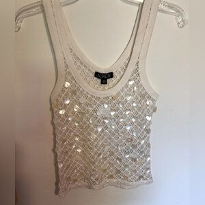 JCrew. Women’s XXS. Crochet shell-embroidered top.